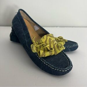 Carpe Diem Italian Made Loafers Unique Denim Leather Slip On Flats Size 41